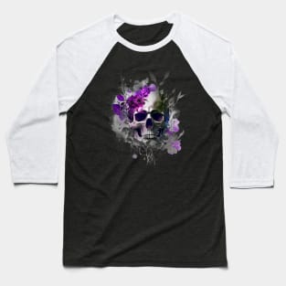 Skull with purple leaves Baseball T-Shirt